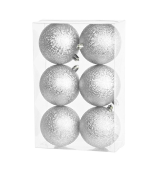 MAGICHOME WEIHNACHTSKUGELN, 6 St., Silber, 8 cm