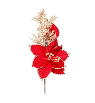 MAGICHOME WEIHNACHTSBLUME, rot mit Goldrand, 31 cm