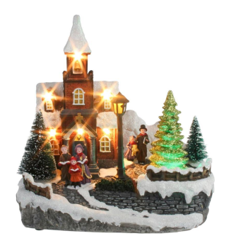 LED Dekoration MAGICHOME WEIHNACHTSKIRCHE, 8 LED, wechselnde Farben mit Melodien, 21x14,5x20,8 cm