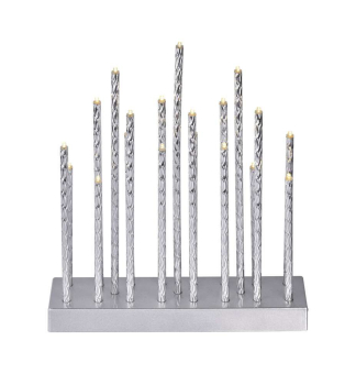 LED-Weihnachtskerze, Silber, 25 x 28,5 cm, Innenbereich, warmwei, Timer