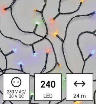 LED-Weihnachtskette, 24 m, 240 LEDs, mehrfarbig, Programme