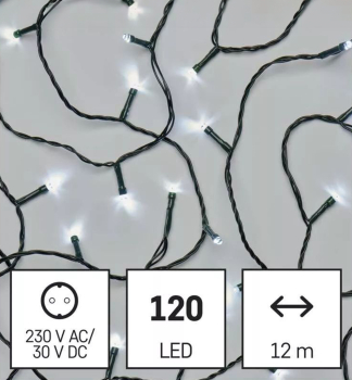 LED-Weihnachtskette, 12 m, 120 LEDs, auen und innen, kaltwei, Programme