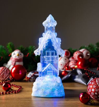 LED Dekoration MAGICHOME WEIHNACHTSHAUS, mit Glitzer, Innen, 9,5x9,5x24,5 cm