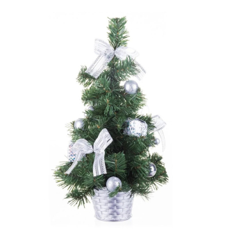 Kleiner Baum MAGICHOME WEIHNACHTEN, dekoriert, silber, 30 cm