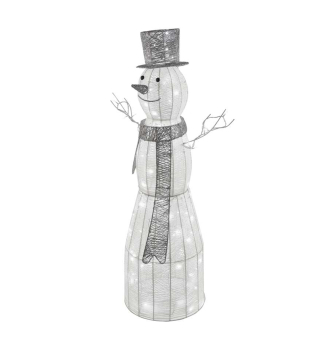 LED Weihnachts-SCHNEEMANN, Rattan, 124 cm, 120 LEDs, Indoor, kaltwei, Timer