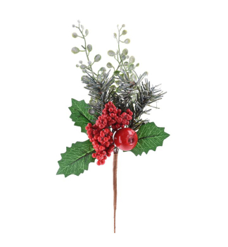 Weihnachtszweig MAGICHOME, mit Apfel, Rot, 26 cm