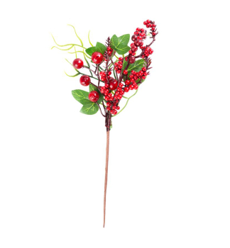 Weihnachtszweig MAGICHOME, mit Beeren und Blttern, Rot, 32 cm