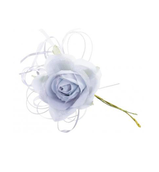 MAGICHOME WEIHNACHTSBLUME, Rose mit Blatt, blau, 18 cm